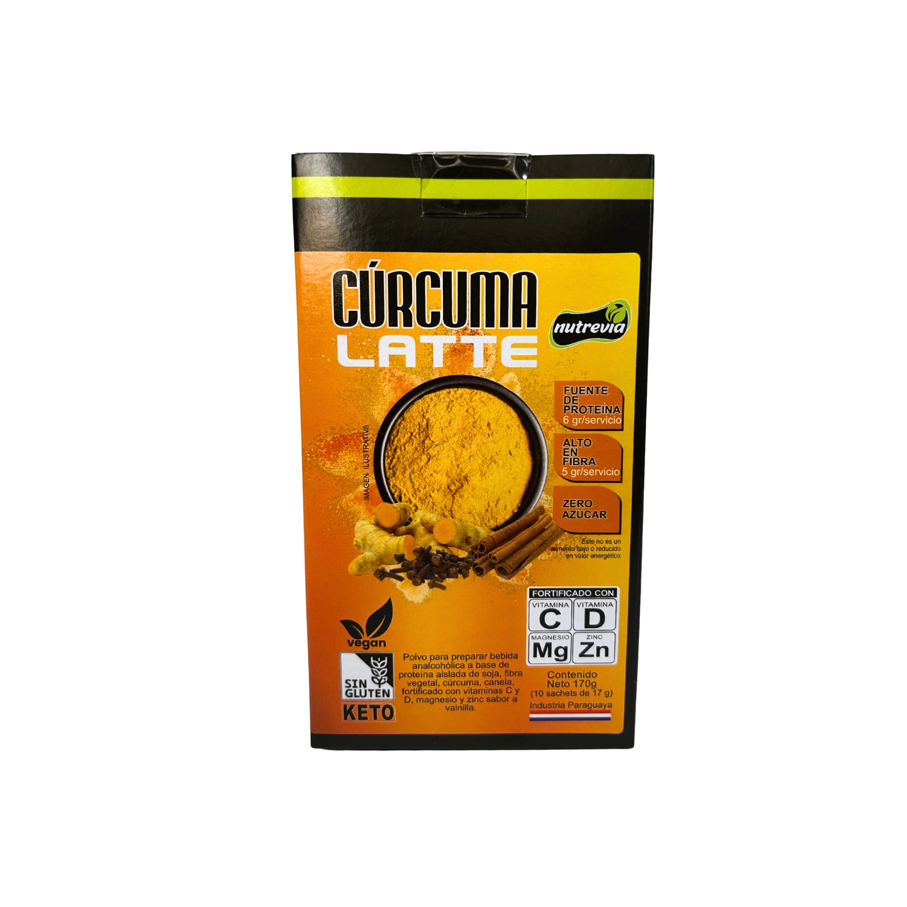 Bebida con fibras sabor curcuma y canela Bebida a base de soja con fibras